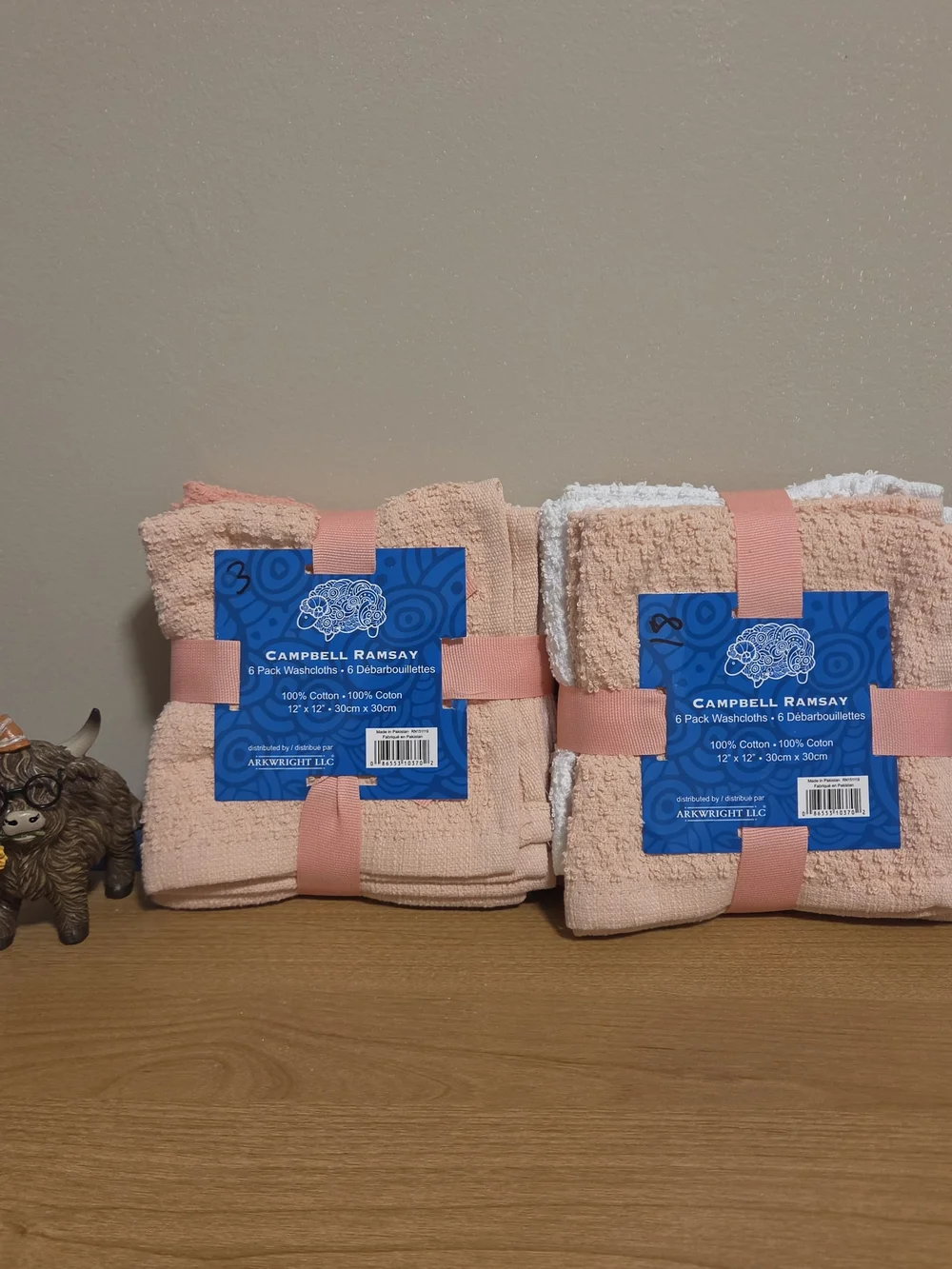 Campbell Ramsay 2 Sets Of 6 Pack Washcloths 100% Cotton 12